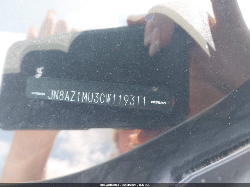 2012 Nissan Murano VIN JN8AZ1MU3CW119311 IAAI salvage auction — LEFT SIDE, Salvage (Idaho), sold $300 on 2026-07-14 (photo 9)