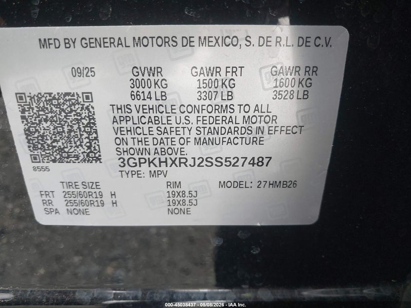 2025 Honda Prologue VIN 3GPKHXRJ2SS527487 IAAI salvage auction — FRONT END, Salvage - Greater Than 75% (Maryland), sold $9,000 on 2026-08-01 (photo 9)