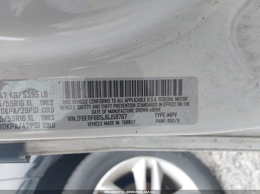 2018 Ram Promaster city VIN ZFBERFBB5J6J58767 IAAI salvage auction — ENGINE BURN, Junk (Oklahoma), sold $1,825 on 2026-08-11 (photo 9)