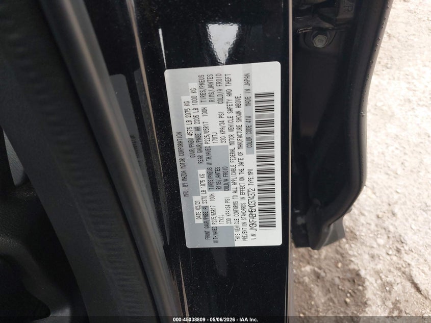 2021 Mazda Cx-5 VIN JM3KFABM5M0374372 IAAI salvage auction — HAIL, Original (Texas), sold $10,200 on 2026-07-15 (photo 9)