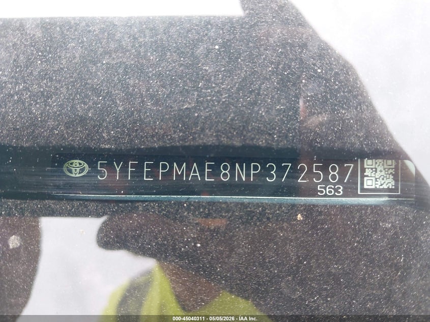 2022 Toyota Corolla VIN 5YFEPMAE8NP372587 IAAI salvage auction — FRONT END, Original (Texas), sold $8,200 on 2026-07-15 (photo 9)