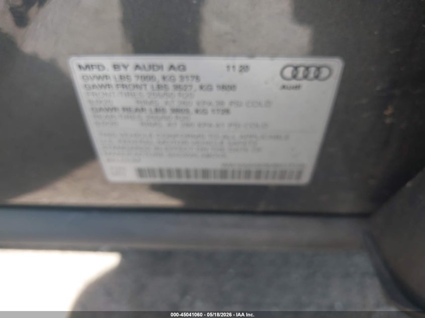 2021 Audi E-tron sportback VIN WA12AAGE9MB013105 IAAI salvage auction — REAR END, Salvage (Massachusetts), sold $10,800 on 2026-07-24 (photo 9)