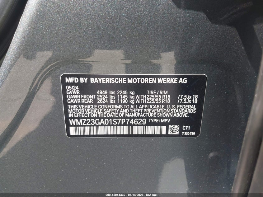 2025 Mini Countryman VIN WMZ23GA01S7P74629 IAAI salvage auction — FRONT END, Clear - Dealer Only (California), sold $8,300 on 2026-07-06 (photo 9)