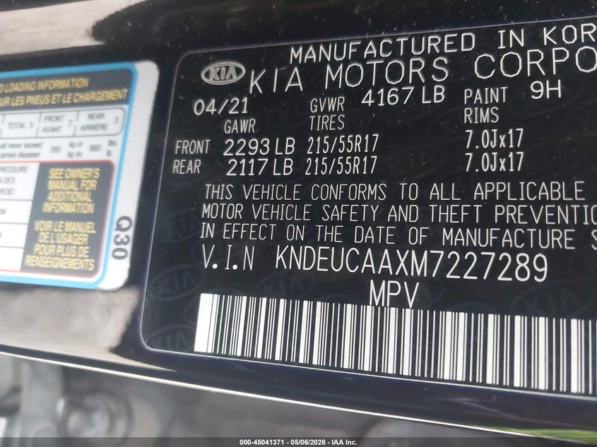 2021 Kia Seltos VIN KNDEUCAAXM7227289 IAAI salvage auction — FRONT END, Salvage (Texas), sold $2,850 on 2026-07-09 (photo 9)