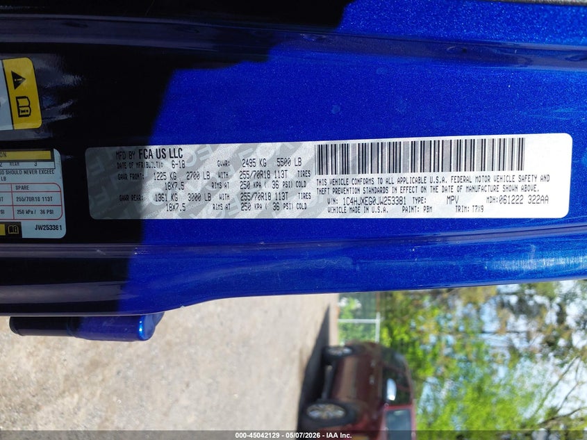 2018 Jeep Wrangler / VIN 1C4HJXEG0JW253381 IAAI salvage auction — LEFT FRONT, Salvage Title, sold $7,700 on 2026-07-12 (photo 9)