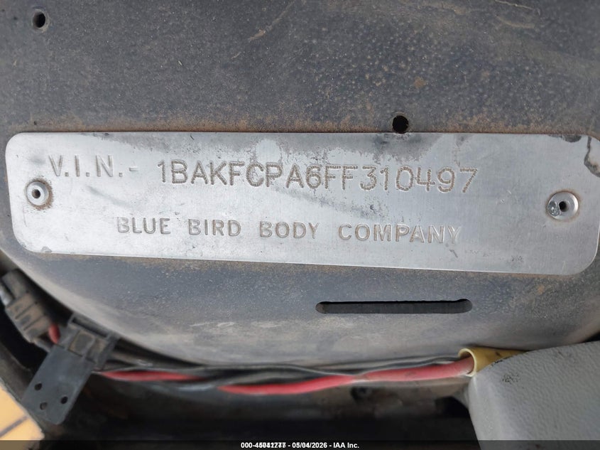 2015 Blue bird School bus / transit bus VIN 1BAKFCPA6FF310497 IAAI salvage auction — SIDE, SF97 (New Mexico), sold $3,800 on 2026-07-08 (photo 9)