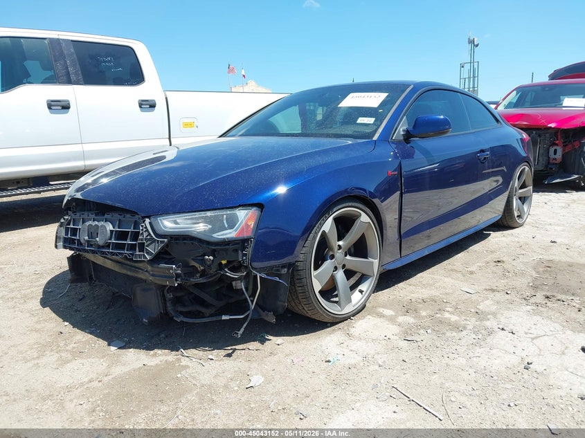 2014 Audi S5 VIN WAUCGAFR0EA027833 IAAI salvage auction — FRONT END, Original (Texas), sold $25 on 2026-07-09 (photo 2)