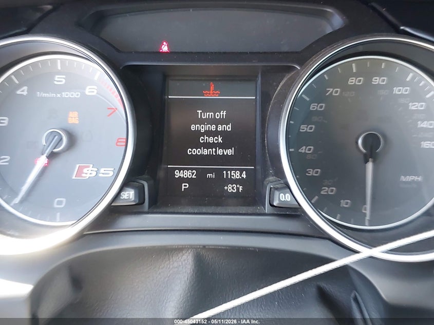 2014 Audi S5 VIN WAUCGAFR0EA027833 IAAI salvage auction — FRONT END, Original (Texas), sold $25 on 2026-07-09 (photo 7)