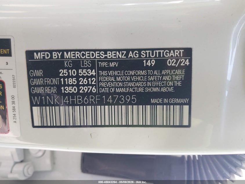 2024 Mercedes-benz Glc VIN W1NKJ4HB6RF147395 IAAI salvage auction — ROLLOVER, Clear (Michigan), sold $8,900 on 2026-07-15 (photo 9)