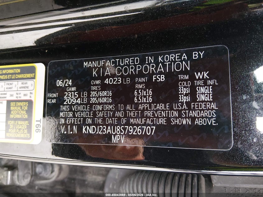 2025 Kia Soul VIN KNDJ23AU8S7926707 IAAI salvage auction — FRONT END, Salvage (Missouri), sold $5,150 on 2026-07-09 (photo 9)