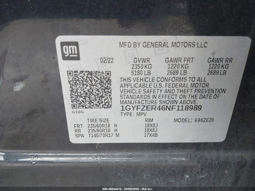 2022 Cadillac Xt4 VIN 1GYFZER46NF118989 IAAI salvage auction — RIGHT SIDE, Original (Texas), sold $6,150 on 2026-07-22 (photo 9)