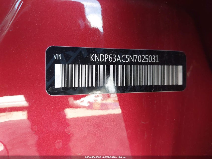 2022 Kia Sportage VIN KNDP63AC5N7025031 IAAI salvage auction — RIGHT SIDE, Salvage (California), sold $4,450 on 2026-07-20 (photo 9)