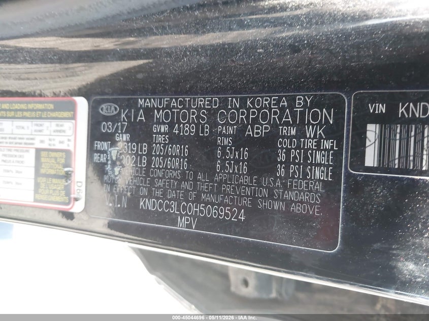 2017 Kia Niro VIN KNDCC3LC0H5069524 IAAI salvage auction — HAIL, Salvage (Iowa), sold $2,500 on 2026-07-20 (photo 9)