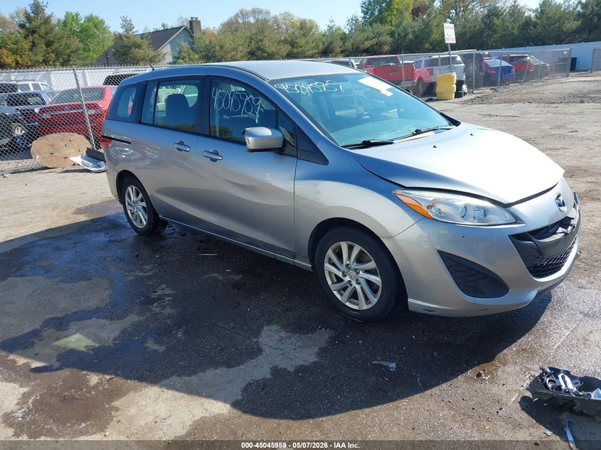 2012 Mazda 5 VIN JM1CW2BL1C0126810 IAAI salvage auction — LEFT SIDE, Clear (Indiana), sold $550 on 2026-07-28 (photo 1)