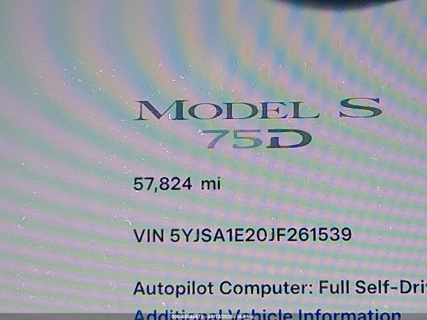 2018 Tesla Model s VIN 5YJSA1E20JF261539 IAAI salvage auction — SIDE, Salvage (Idaho), sold $7,100 on 2026-07-29 (photo 7)
