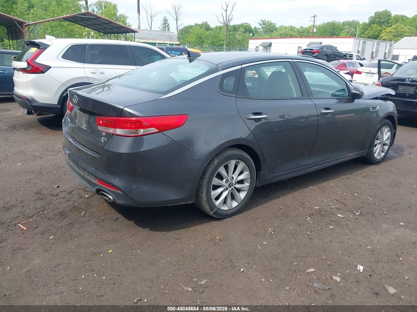 2017 Kia Optima VIN 5XXGU4L30HG142861 IAAI salvage auction — FRONT & REAR, Salvage - Greater Than 75% (Maryland), sold $1,350 on 2026-07-28 (photo 4)