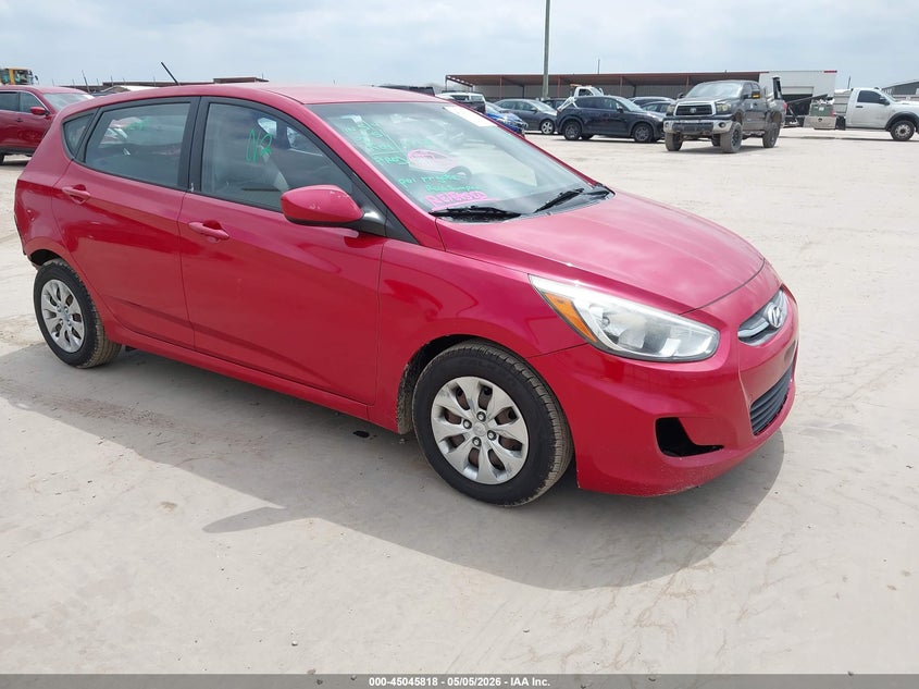 2016 Hyundai Accent VIN KMHCT5AE8GU256395 IAAI salvage auction — REAR END, Original (Texas), sold $825 on 2026-07-07 (photo 1)