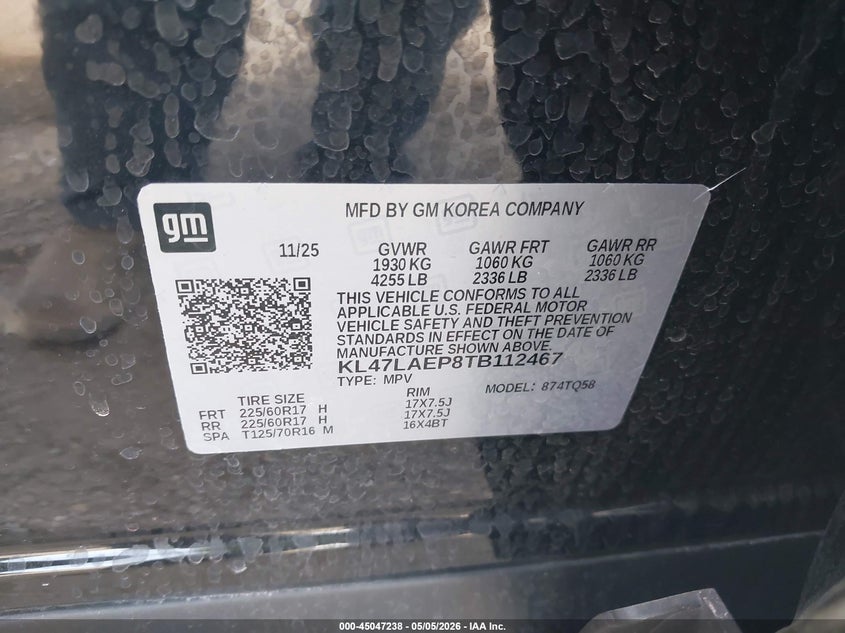 2026 Buick Envista VIN KL47LAEP8TB112467 IAAI salvage auction — ROLLOVER, Original (Texas), sold $1,700 on 2026-07-21 (photo 9)