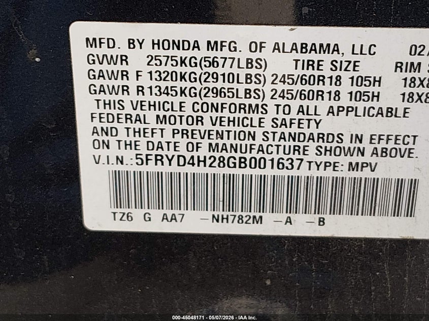 2016 Acura Mdx VIN 5FRYD4H28GB001637 IAAI salvage auction — NORMAL WEAR, Salvage (Texas), sold $3,025 on 2026-08-03 (photo 9)