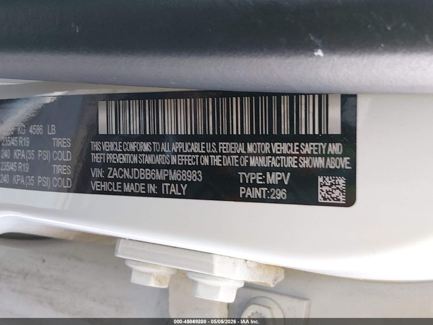 2021 Jeep Renegade VIN ZACNJDBB6MPM68983 IAAI salvage auction — REPOSSESSION, Clear (Virginia), sold $475 on 2026-07-08 (photo 9)