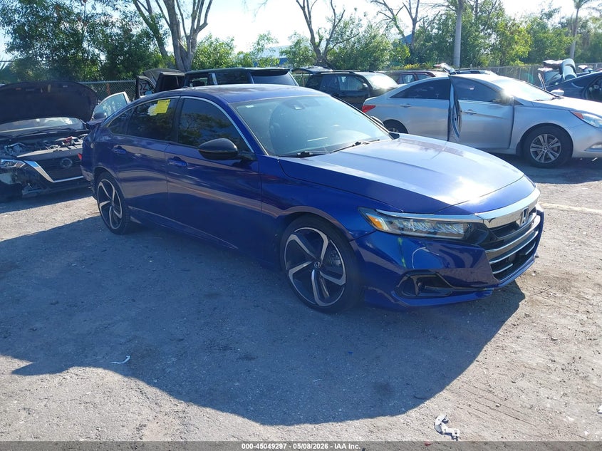 2022 Honda Accord VIN 1HGCV1F41NA009243 IAAI salvage auction — REAR END, Rebuildable (Florida), sold $3,300 on 2026-07-09 (photo 1)