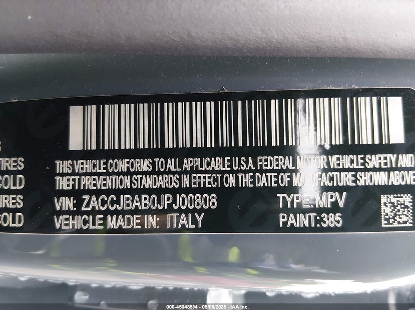 2018 Jeep Renegade VIN ZACCJBAB0JPJ00808 IAAI salvage auction — REAR END, Salvage (Missouri), sold $2,350 on 2026-07-08 (photo 9)