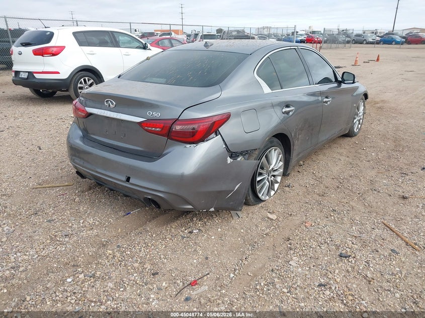 2019 Infiniti Q50 VIN JN1EV7AP7KM512333 IAAI salvage auction — FRONT END, Salvage (Texas), sold $1,675 on 2026-07-13 (photo 4)