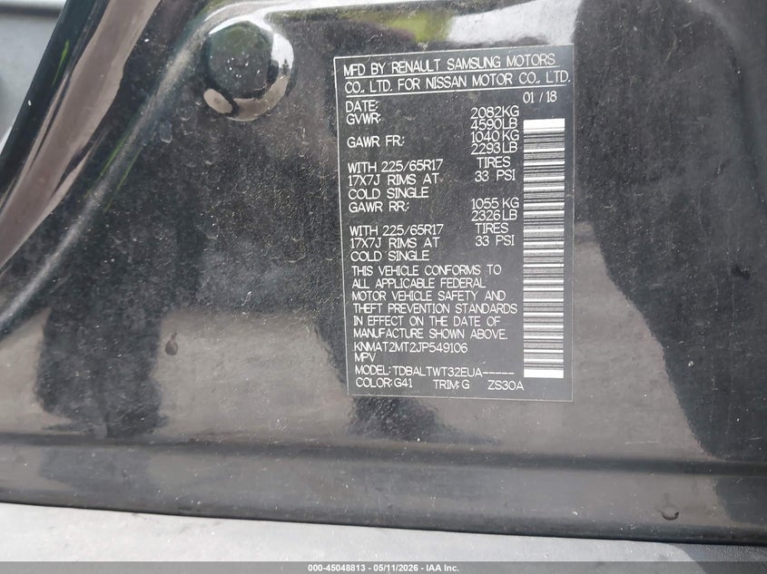 2018 Nissan Rogue VIN KNMAT2MT2JP549106 IAAI salvage auction — FRONT END, Original (Texas), sold $3,900 on 2026-07-14 (photo 9)