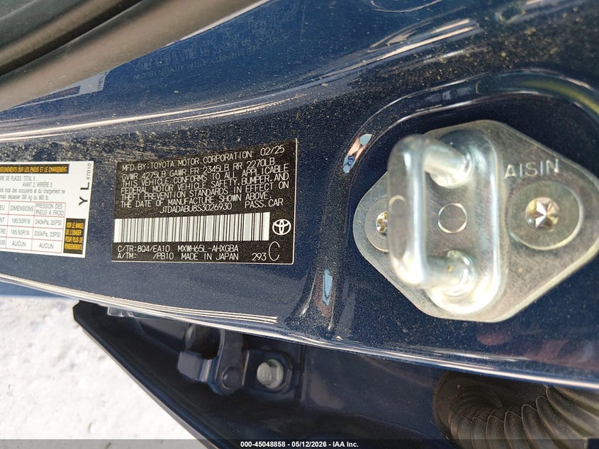 2025 Toyota Prius VIN JTDADABU8S3026930 IAAI salvage auction — ALL OVER, Salvage Title, sold $1,975 on 2026-07-15 (photo 9)
