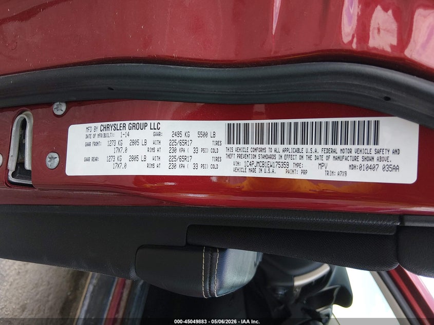 2014 Jeep Cherokee VIN 1C4PJMCB1EW175359 IAAI salvage auction — FRONT END, Salvage (Illinois), sold $575 on 2026-08-13 (photo 9)