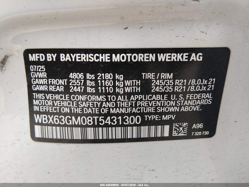 2026 BMW X2 VIN WBX63GM08T5431300 IAAI salvage auction — LEFT SIDE, Original (Texas), sold $17,000 on 2026-07-21 (photo 9)
