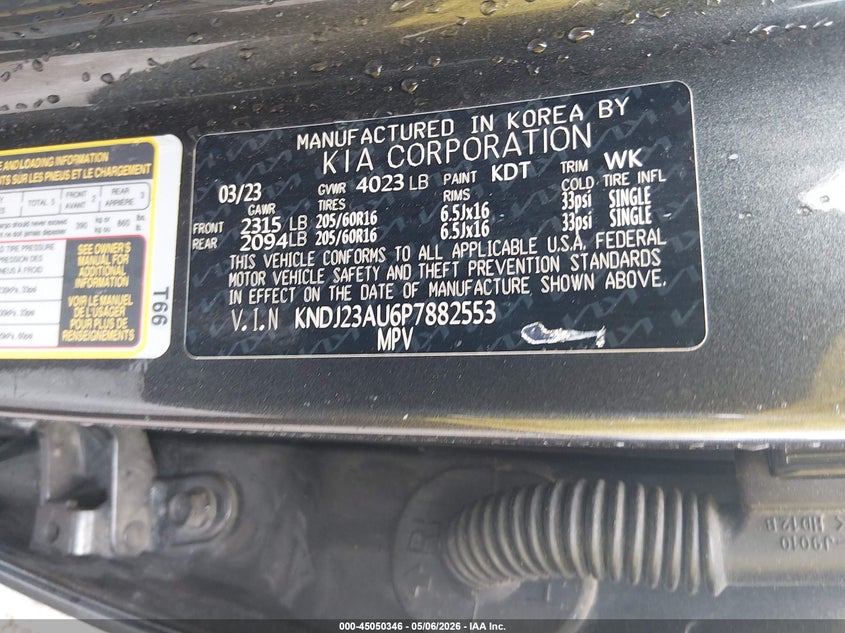 2023 Kia Soul VIN KNDJ23AU6P7882553 IAAI salvage auction — RIGHT SIDE, Salvage (Florida), sold $4,200 on 2026-07-10 (photo 9)