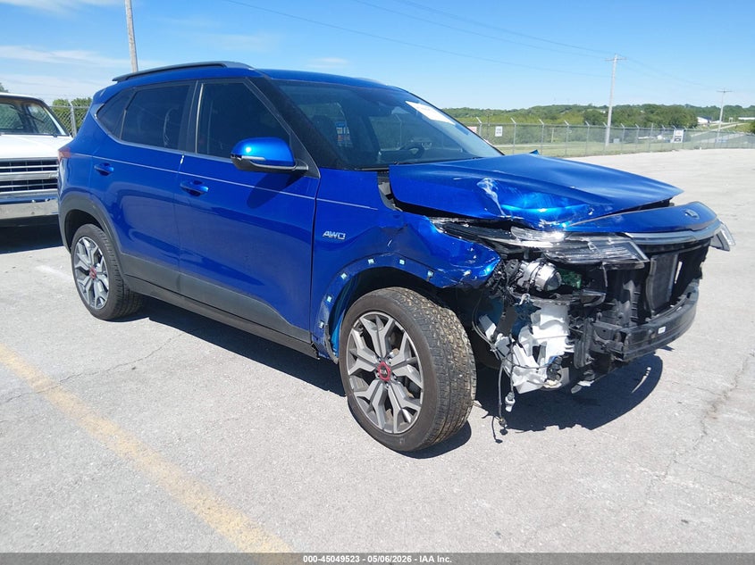 2021 Kia Seltos VIN KNDEUCA22M7055784 IAAI salvage auction — FRONT END, Salvage (Missouri), sold $2,050 on 2026-07-23 (photo 1)