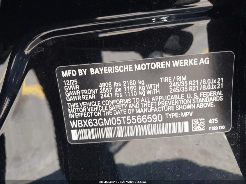2026 BMW X2 VIN WBX63GM05T5566590 IAAI salvage auction — FRONT END, Rebuildable (Florida), sold $18,550 on 2026-07-20 (photo 9)