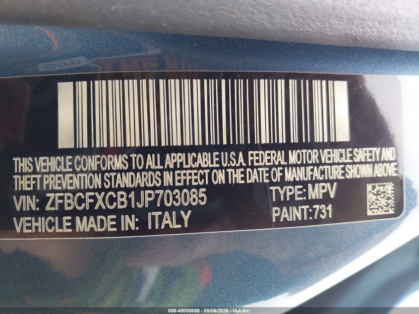 2018 Fiat 500x VIN ZFBCFXCB1JP703085 IAAI salvage auction — FRONT END, Salvage (Texas), sold $500 on 2026-07-28 (photo 9)