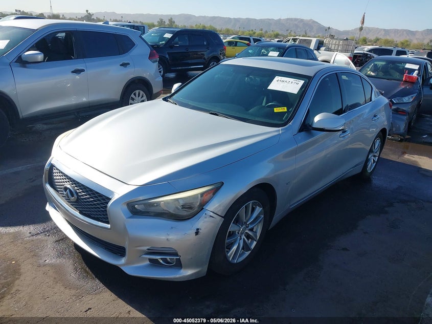 2014 Infiniti Q50 VIN JN1BV7AP3EM686360 IAAI salvage auction — REAR END, Salvage (Arizona), sold $1,050 on 2026-07-07 (photo 2)
