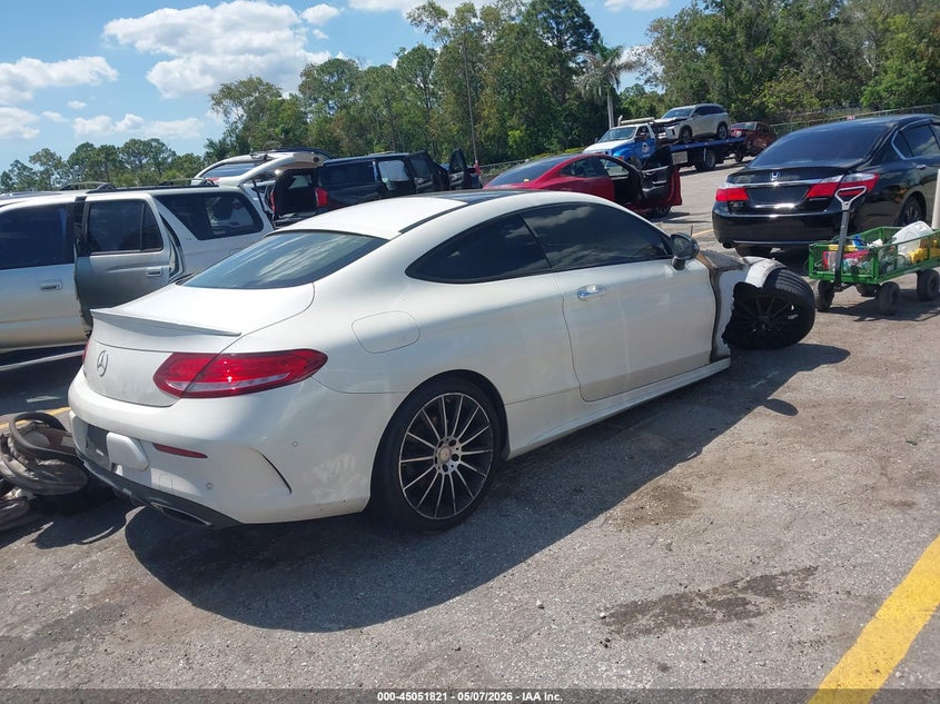2017 Mercedes-benz C-klasse VIN WDDWJ4JB1HF363596 IAAI salvage auction — ENGINE BURN, Certificate Of Destruction (Florida), sold $225 on 2026-07-13 (photo 4)
