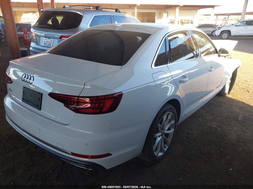 2019 Audi A4 VIN WAUHMAF44KA033570 IAAI salvage auction — RIGHT FRONT, Certificate Of Destruction (Florida), sold $800 on 2026-07-28 (photo 4)