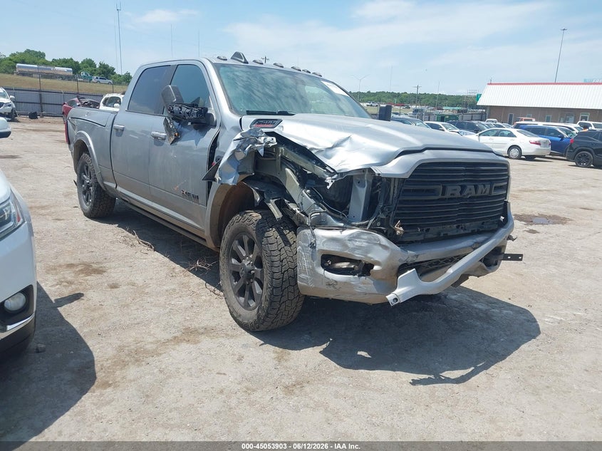 2021 Ram 2500 VIN 3C6UR5FL5MG507183 IAAI salvage auction — RIGHT FRONT, Clear (Oklahoma), sold $11,100 on 2026-07-31 (photo 1)