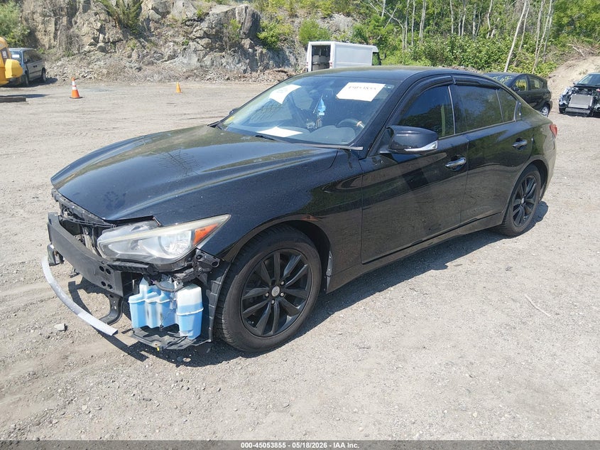 2014 Infiniti Q50 VIN JN1BV7AR9EM691628 IAAI salvage auction — FRONT END, Salvage (Rhode Island), sold $1,425 on 2026-07-07 (photo 2)