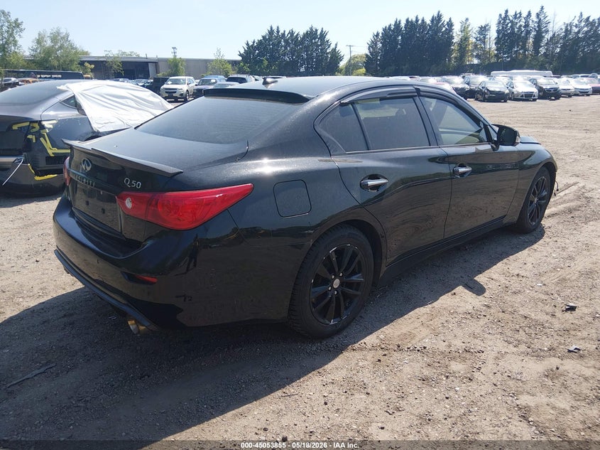 2014 Infiniti Q50 VIN JN1BV7AR9EM691628 IAAI salvage auction — FRONT END, Salvage (Rhode Island), sold $1,425 on 2026-07-07 (photo 4)