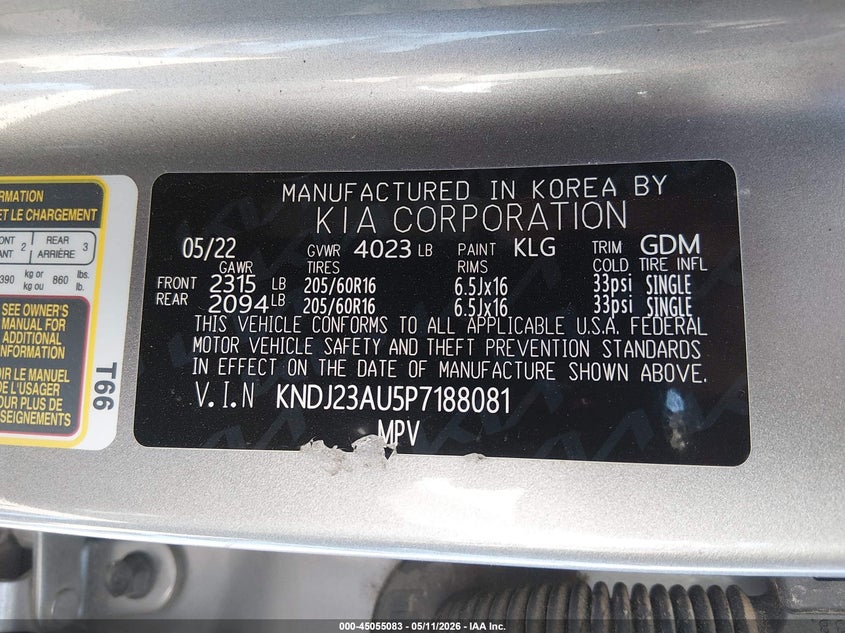 2023 Kia Soul VIN KNDJ23AU5P7188081 IAAI salvage auction — RIGHT FRONT, Salvage (New Mexico), sold $2,950 on 2026-07-20 (photo 9)