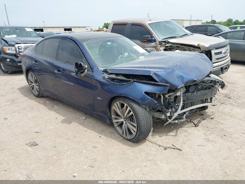 2018 Infiniti Q50 VIN JN1EV7APXJM364502 IAAI salvage auction — FRONT END, Salvage (Texas), sold $600 on 2026-07-29 (photo 1)