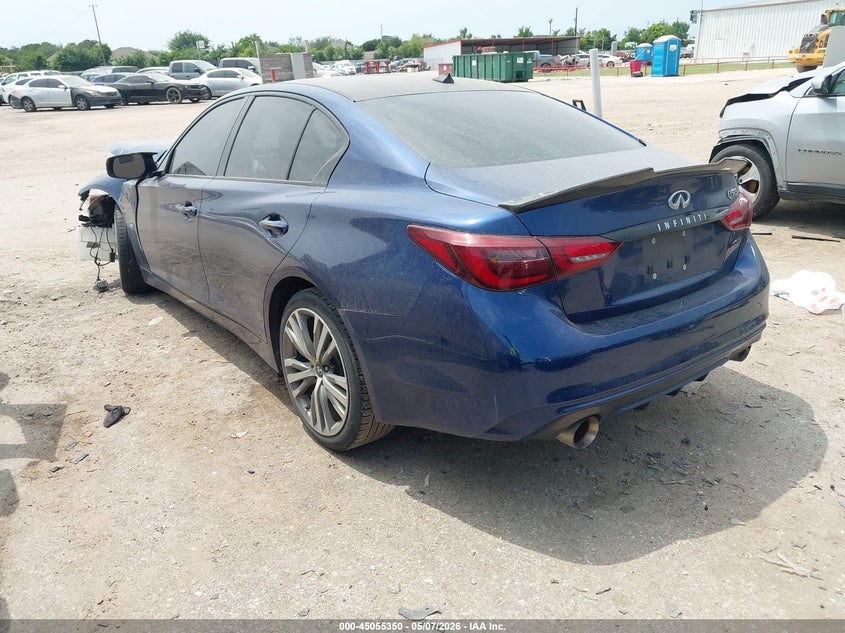 2018 Infiniti Q50 VIN JN1EV7APXJM364502 IAAI salvage auction — FRONT END, Salvage (Texas), sold $600 on 2026-07-29 (photo 3)