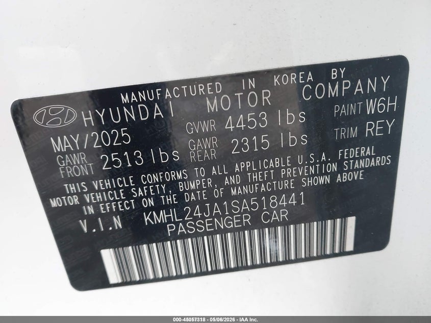 2025 Hyundai Sonata VIN KMHL24JA1SA518441 IAAI salvage auction — FRONT END, Salvage (Idaho), sold $4,750 on 2026-07-10 (photo 9)