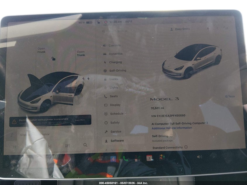 2023 Tesla Model 3 VIN 5YJ3E1EA3PF450095 IAAI salvage auction — SIDE, Rebuildable (Florida), sold $5,750 on 2026-07-09 (photo 7)