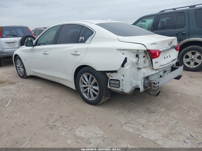 2015 Infiniti Q50 VIN JN1BV7AR0FM398928 IAAI salvage auction — REAR END, Salvage (Texas), sold $2,500 on 2026-07-29 (photo 3)