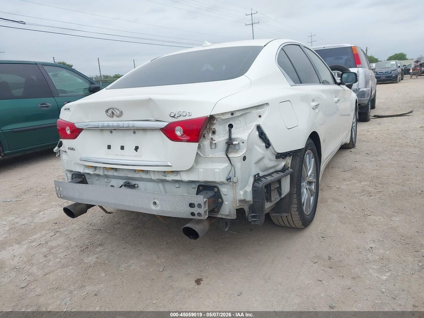 2015 Infiniti Q50 VIN JN1BV7AR0FM398928 IAAI salvage auction — REAR END, Salvage (Texas), sold $2,500 on 2026-07-29 (photo 4)