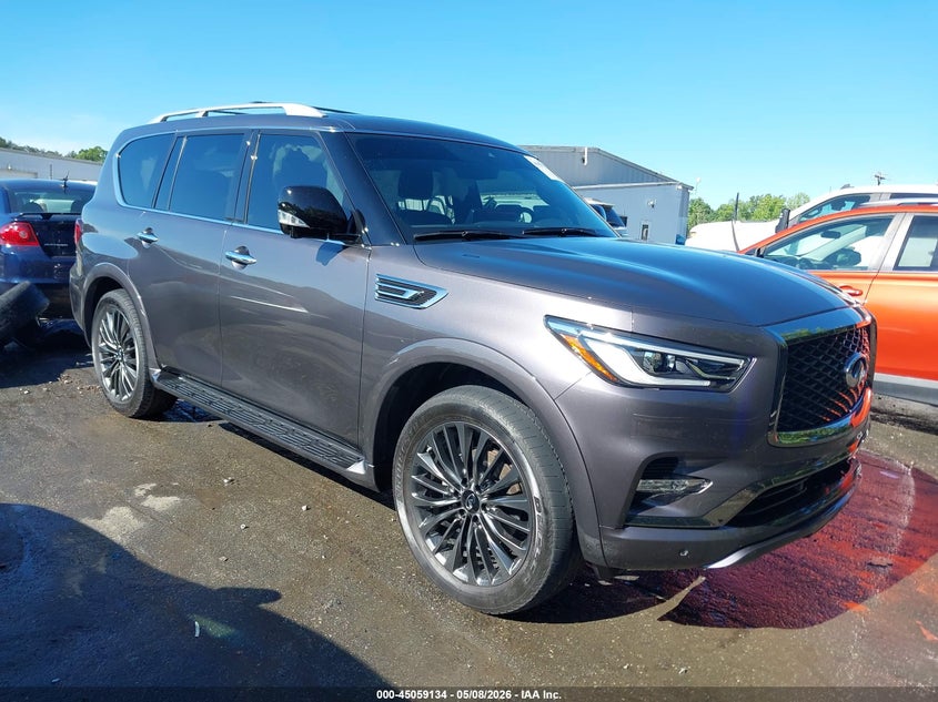 2024 Infiniti Qx80 VIN JN8AZ2BEXR9327226 IAAI salvage auction — LEFT FRONT, Salvage (North Carolina), sold $19,100 on 2026-07-30 (photo 1)