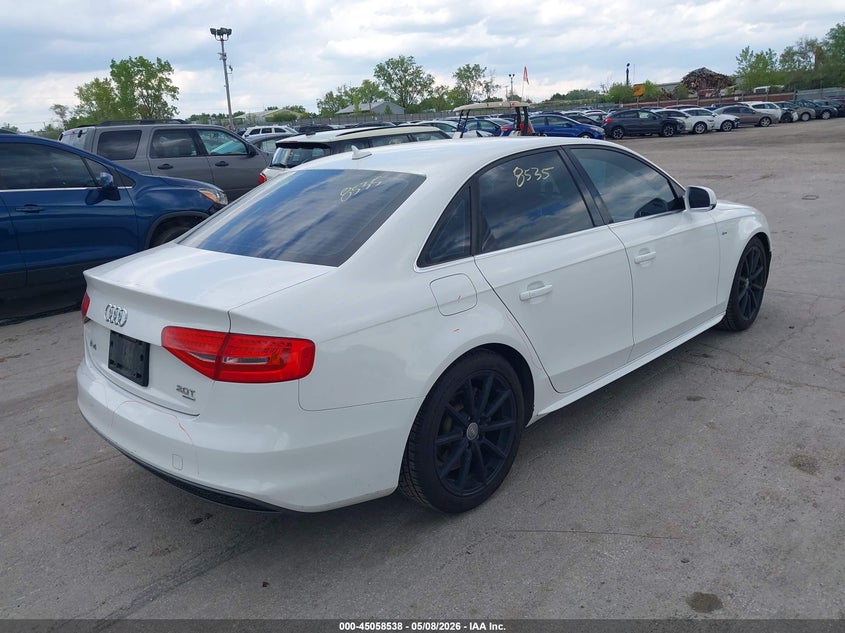 2015 Audi A4 VIN WAUBFAFL4FN006262 IAAI salvage auction — FRONT & REAR, Salvage (Illinois), sold $625 on 2026-07-13 (photo 4)
